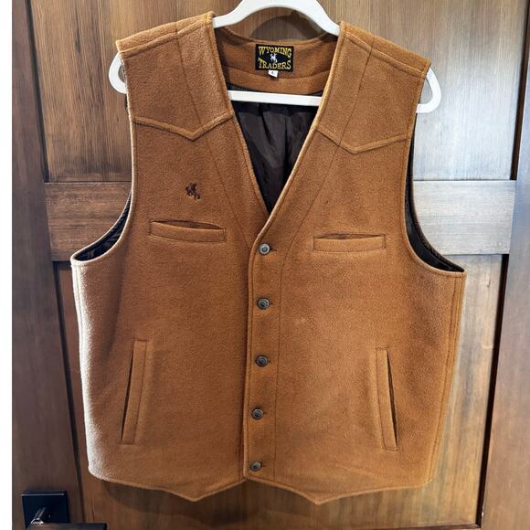Wyoming Traders 100% Wool Vest Cowboy Ranch Wear Button Up Mens Large - Picture 1 of 11